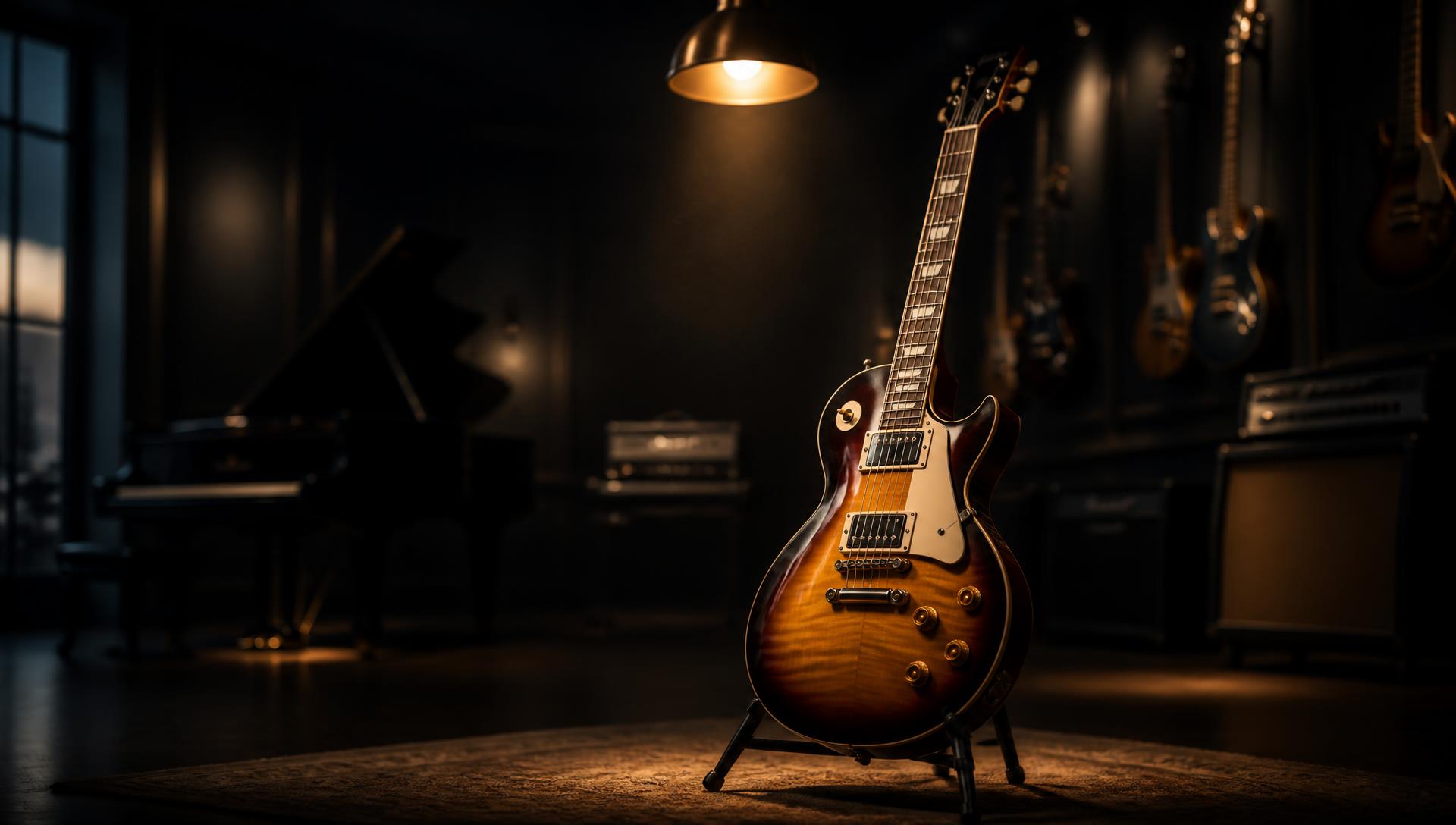 Northgate Music Co. showroom with guitars lining the wall